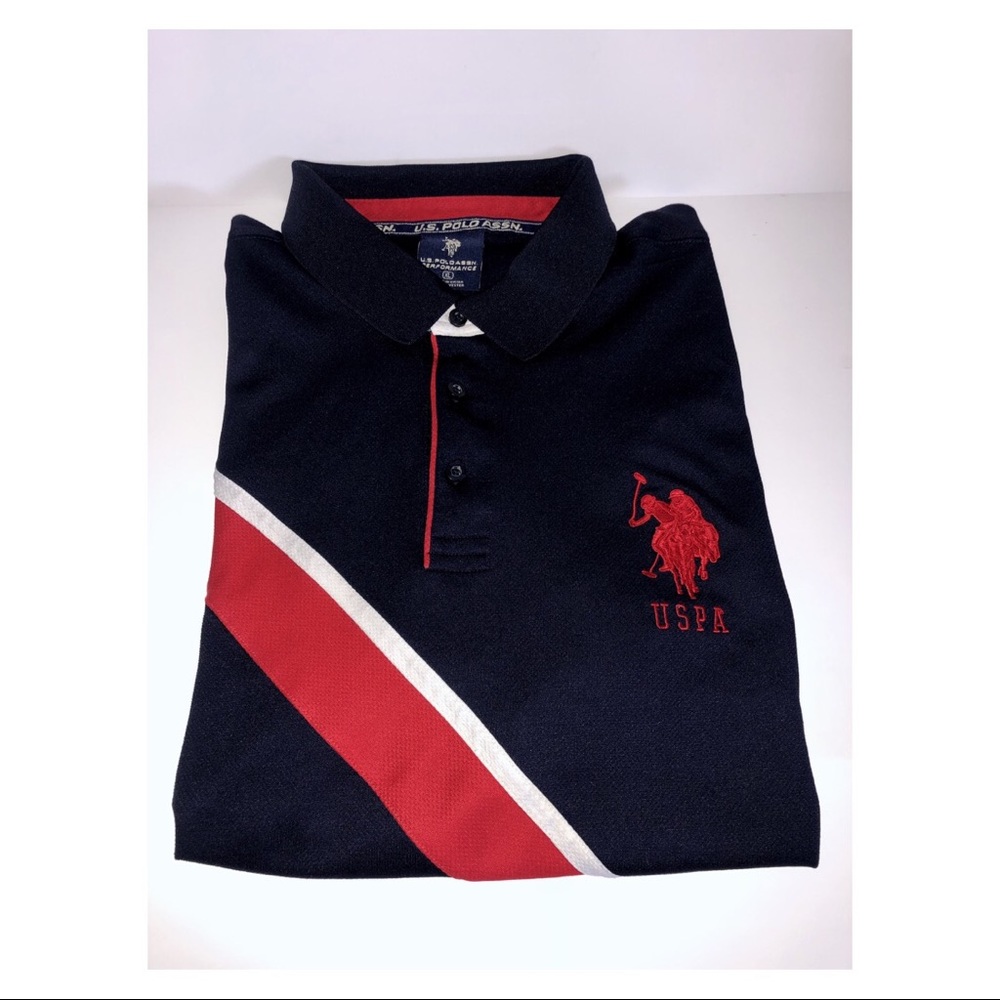 Men’s US. POLO ASSN. SHIRT NAVY BLUE RED STRIPE